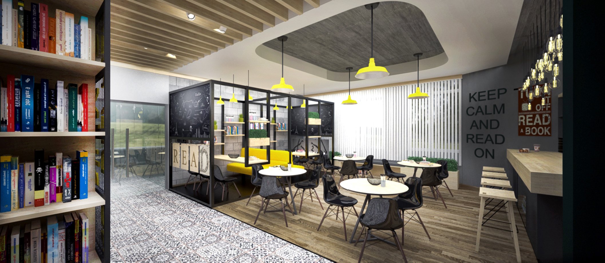 Kütüphane cafe detayı